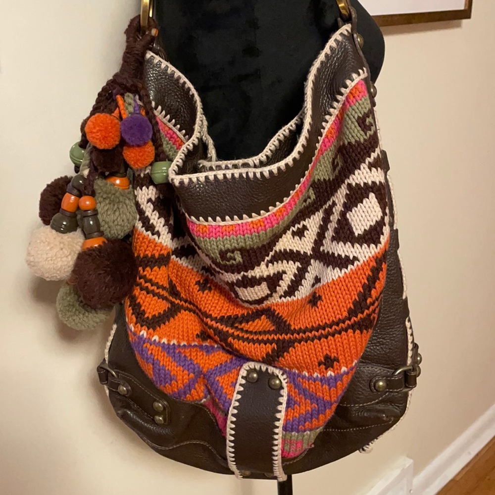 Isabella Fiore RARE Knit Pom-Pom Bag